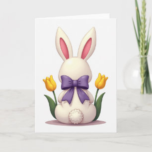 Ivory Bunny Spring Bow Card