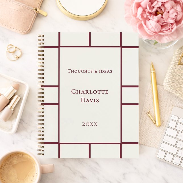 Ivory burgundy grid business notebook (Creator Uploaded)