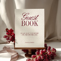 Ivory & Burgundy Guest Book Wedding Tabletop Sign