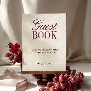 Ivory & Burgundy Guest Book Wedding Tabletop Sign
