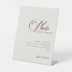 Ivory Burgundy Photo Guest Book Wedding Sign