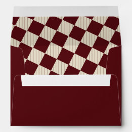 Ivory Burgundy Stripes Old Money Retro Wedding Envelope