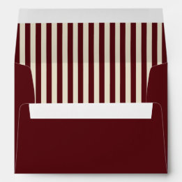 Ivory & Burgundy Stripes Retro Wedding Envelope