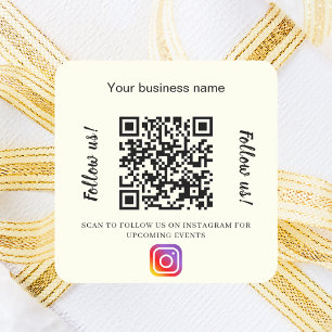 Ivory business name qr code instagram square sticker