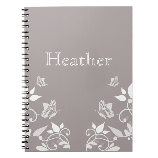Ivory Butterfly Floral Notebook (Front)