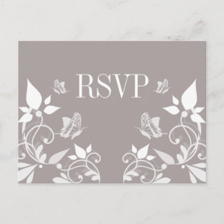Ivory Butterfly Floral RSVP Postcard