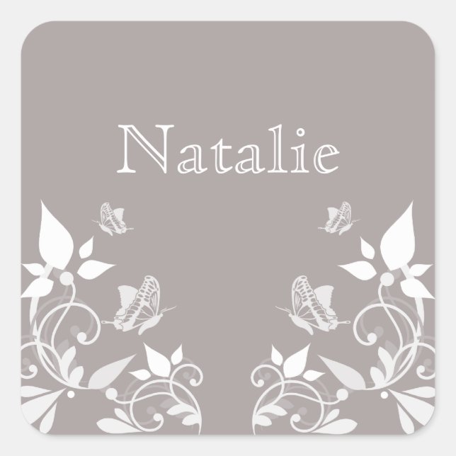 Ivory Butterfly Floral Stickers (Front)