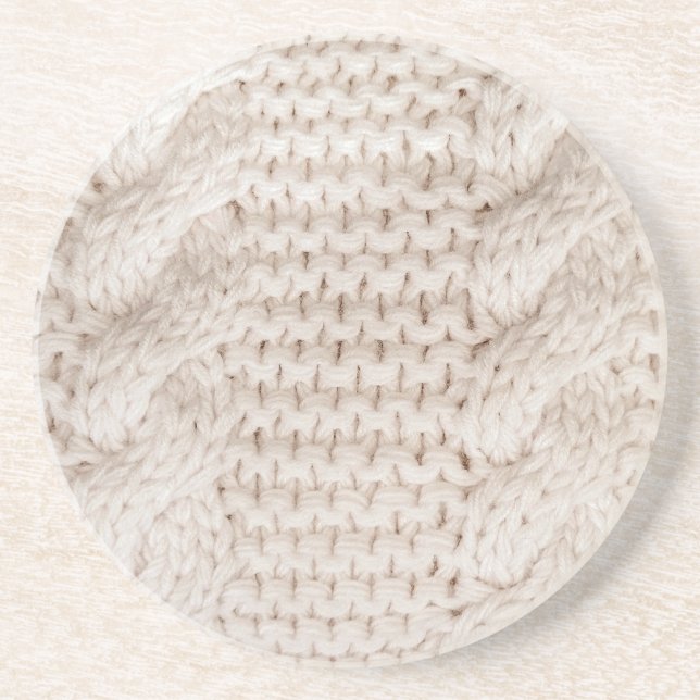 Ivory Cable Knit Pattern Coaster (Front)