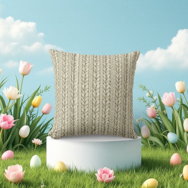 Ivory Cable Knit Texture Cushion (Creator Uploaded)