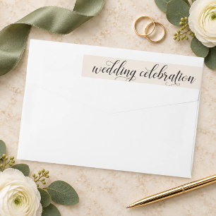 Ivory Calligraphy Script Wedding Celebration Wrap Around Label