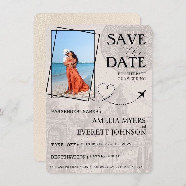 Ivory Cancun Passport Save The Date (Front/Back)
