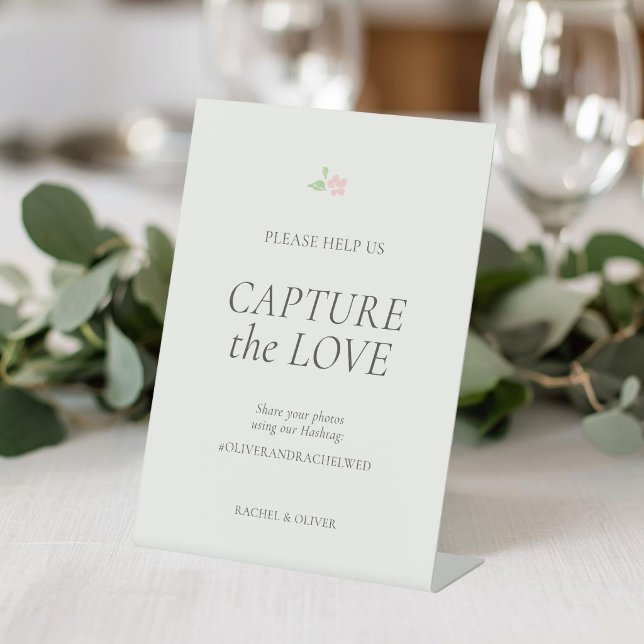 Ivory | Capture the Love Wedding Table Top  Pedestal Sign (Creator Uploaded)