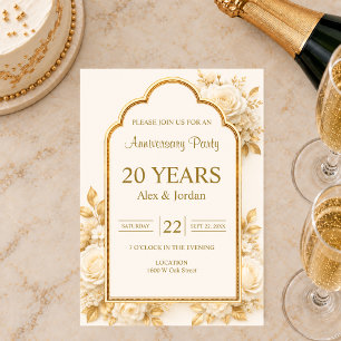 Ivory & Champagne Floral Anniversary Party Invitation