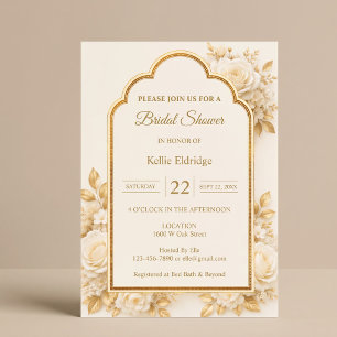 Ivory & Champagne Floral Bridal Shower Invitation