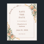 Ivory champagne florals wedding Save the Date Flyer<br><div class="desc">Please note that this Save the Date is on flyer paper and very thin. For premium paper and/or digital download please visit our store. Announce your special day with this elegant and romantic save the date featuring soft champagne tones, delicate florals, and flowing ribbon details. Designed with a refined border...</div>