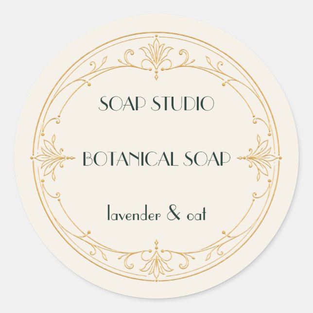 Ivory Champagne Gold Handmade Soap Label Sticker (Front)