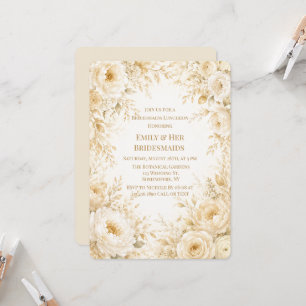 Ivory Champagne Pearl Floral Bridesmaids Luncheon Invitation