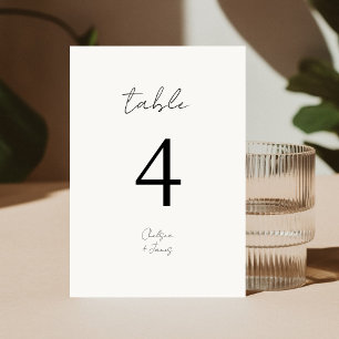 Ivory Chic B&W Minimalist Wedding Table Number
