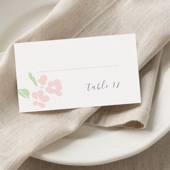 Ivory | Chic Blush Floral Wedding Name  Place Card (Creator Uploaded)
