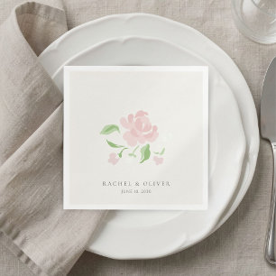 Ivory   Chic Blush Rose Wedding Invitation  Napkin