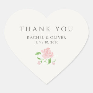 Ivory   Chic Blush Wedding Thank you Heart Sticker