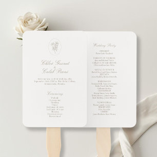 Ivory Chic Botanical Script Wedding Set of Fans