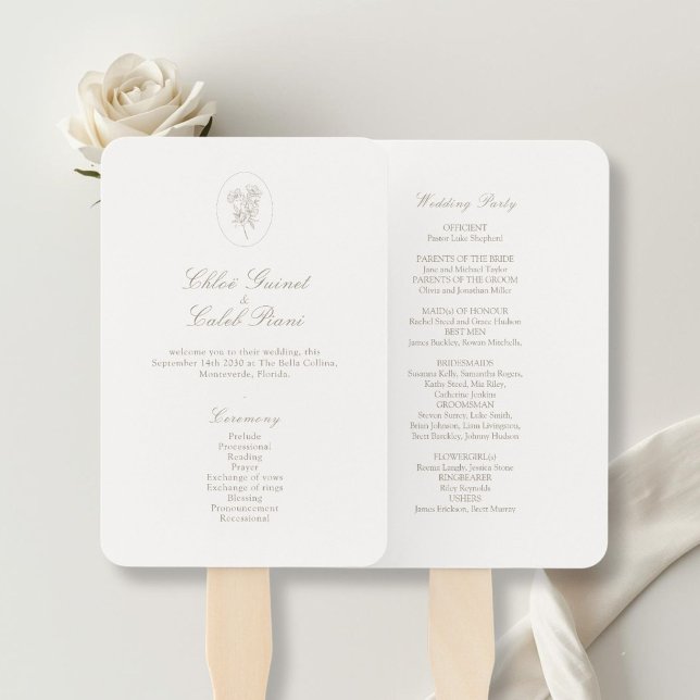 Ivory | Chic Botanical Script Wedding Set of Fans (Creator Uploaded)