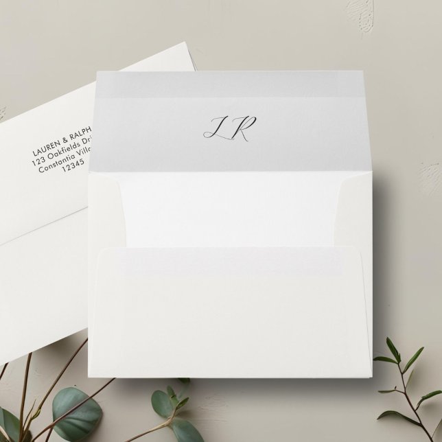 Ivory | Chic Contemporary Couple Initials Wedding  Envelope (Creator Uploaded)