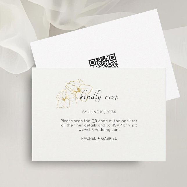 Ivory | Chic Floral Minimalist QR Wedding RSVP (Creator Uploaded)