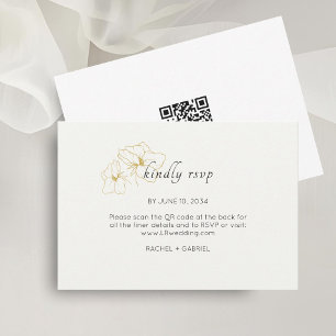 Ivory   Chic Floral Minimalist QR Wedding RSVP Card