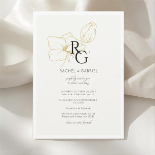 Ivory   Chic Floral Monogram Wedding Invitation