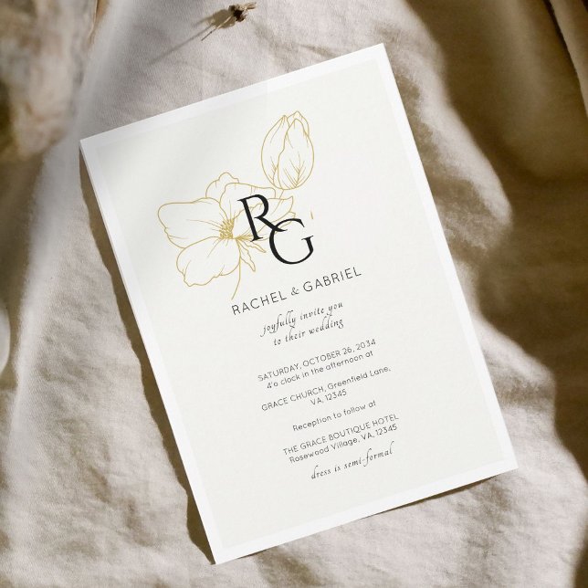 Ivory | Chic Floral Monogram Wedding  Save The Date (Creator Uploaded)