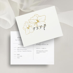 Ivory   Chic Floral Wedding RSVP Postcard