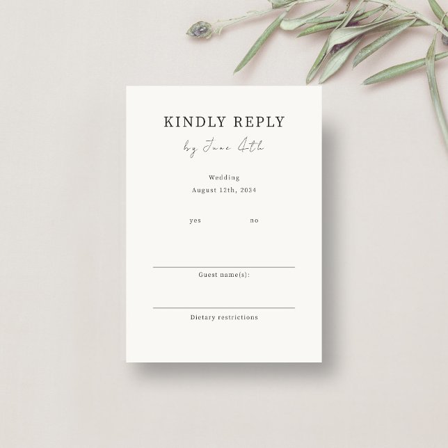 Ivory | Chic Minimalist Wedding RSVP Enclosure Card (Creator Uploaded)