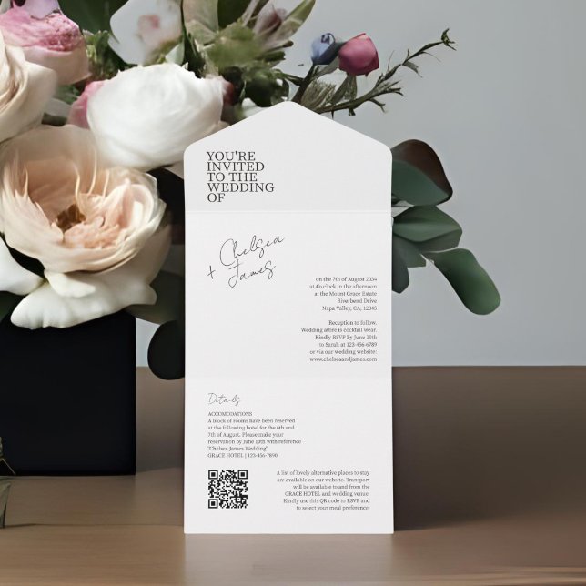 Ivory | Chic Modern All in One Wedding Invite (Creator Uploaded)