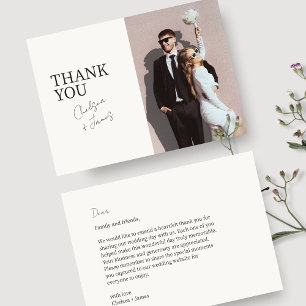 Ivory Chic Modern Flat Wedding Thank You Card