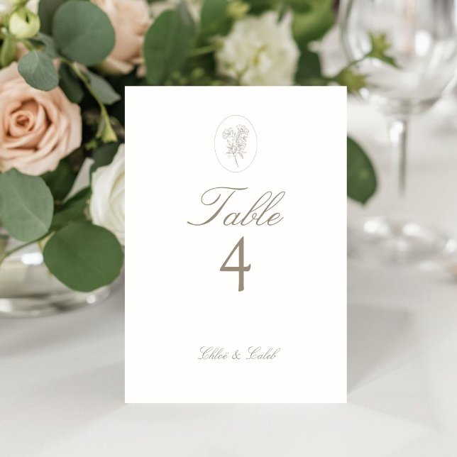 Ivory | Chic Oval Script Wedding Table Card Number (Creator Uploaded)