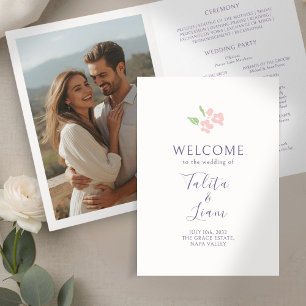 Ivory   Chic Photo Floral Wedding  Programme