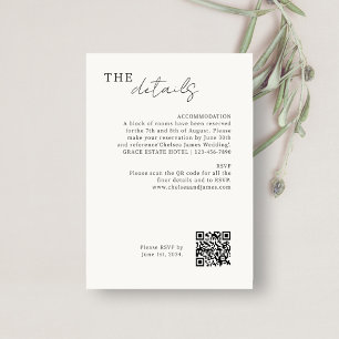 Ivory   Chic QR Code Minimalist Wedding Details Enclosure Card