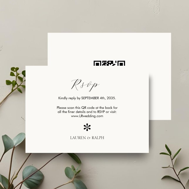 Ivory | Chic QR Code Wedding RSVP Card (Creator Uploaded)