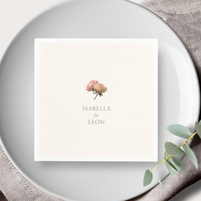 Ivory | Chic Rose Wedding  Napkin (Creator Uploaded)