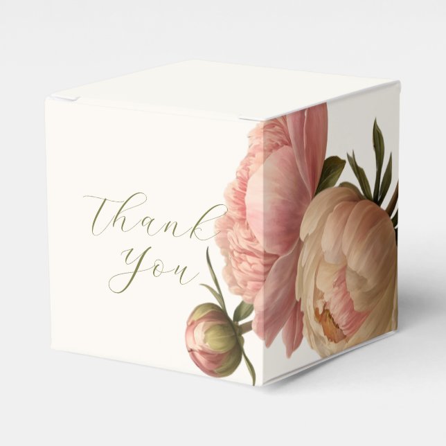 Ivory | Chic Rose Wedding Thank You Favour Box (Front Side)