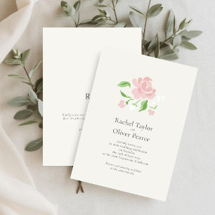 Ivory Chic Watercolor Floral Wedding Invitation