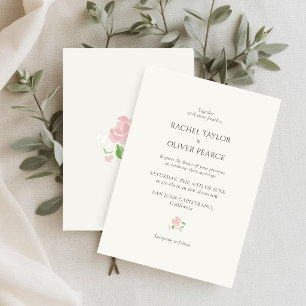 Ivory   Chic Watercolor Floral Wedding  Invitation
