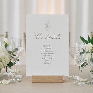 Ivory Chic Wedding Cocktail Table Top Sign Card