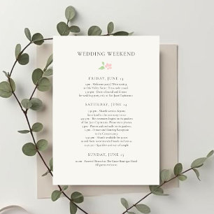 Ivory   Chic Wedding Weekend Itinerary Timeline Invitation