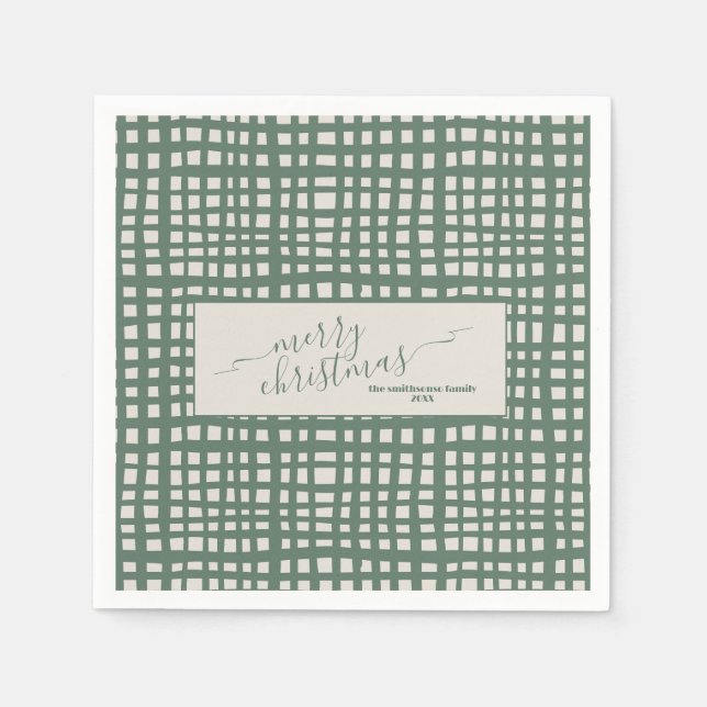 Ivory Christmas Poinsettia Sage elegant Napkin (Front)