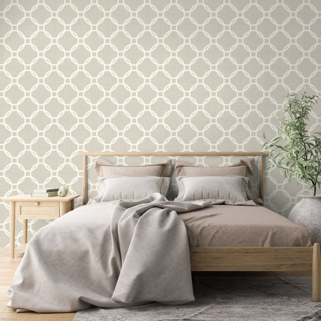 Ivory Circles Art Pattern On Light Beige Wallpaper (Creator Uploaded)