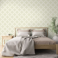 Ivory Circles Art Pattern On Sage Green Beige