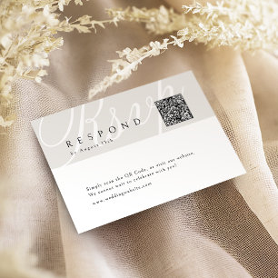 Ivory Classic Elegant Calligraphy Wedding QR code RSVP Card